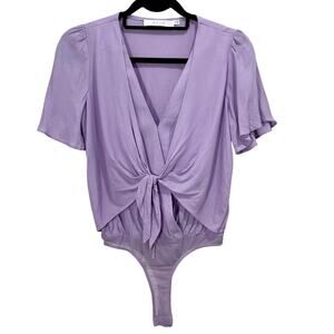 ASTR The Label Women's SZ XS Lavender Purple Short Sleeve Top Bodysuit Snaps EUC